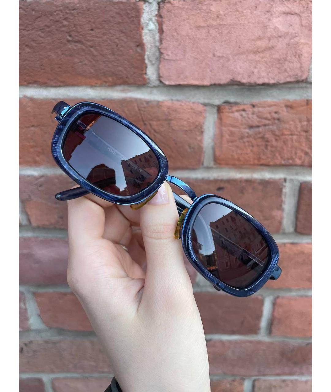 FENDI Темно-синие пластиковые солнцезащитные очки, фото 2