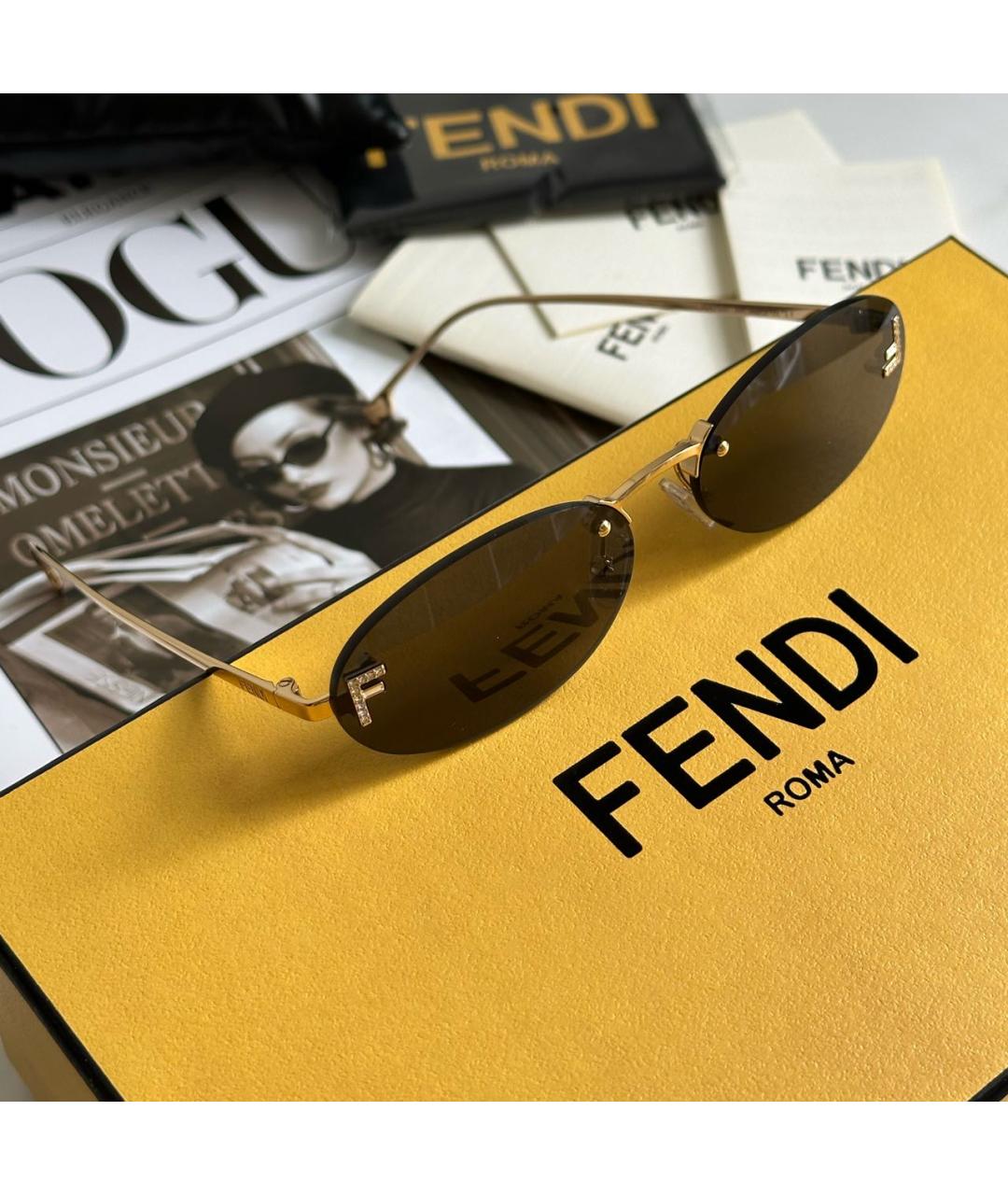 FENDI Черные металлические солнцезащитные очки, фото 4