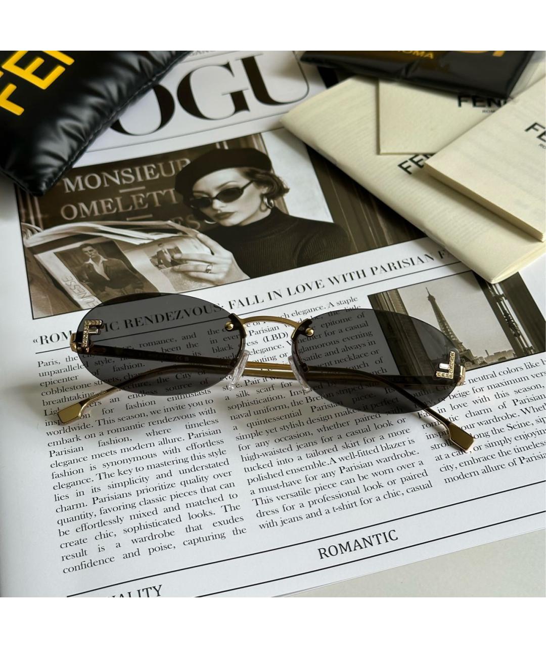 FENDI Черные металлические солнцезащитные очки, фото 2