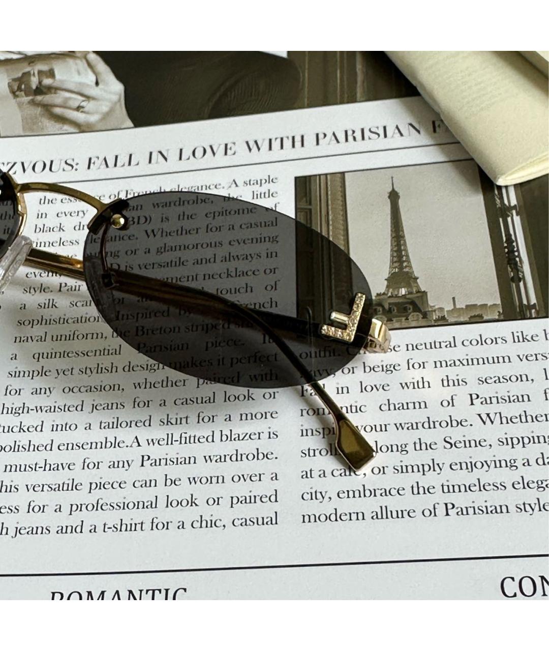 FENDI Черные металлические солнцезащитные очки, фото 5