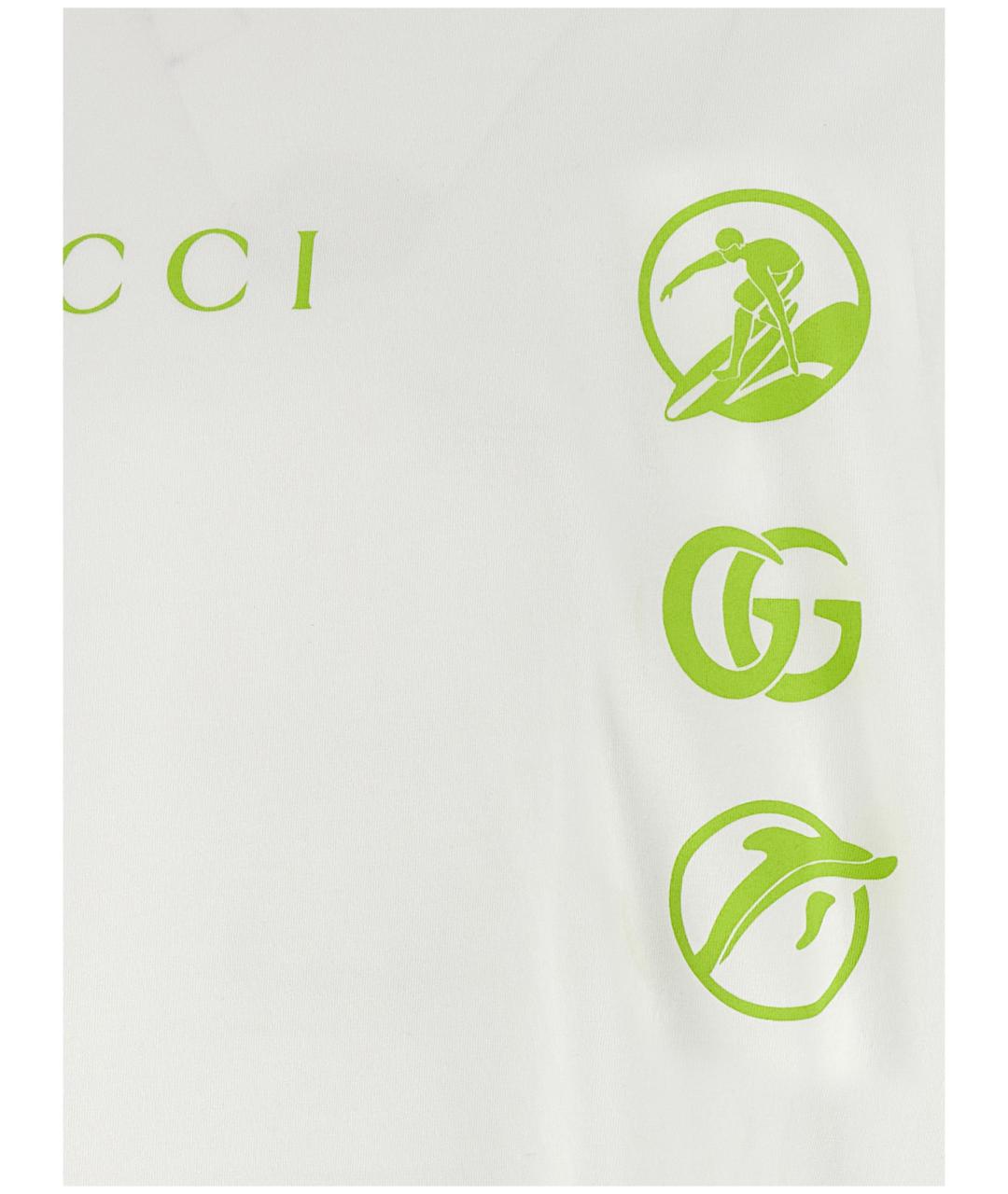 GUCCI Белая хлопковая футболка, фото 4