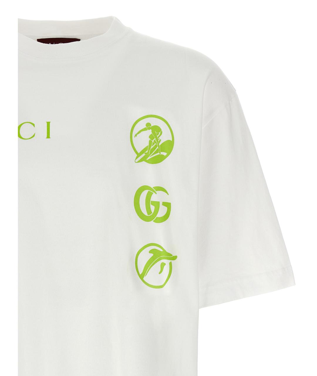 GUCCI Белая хлопковая футболка, фото 3