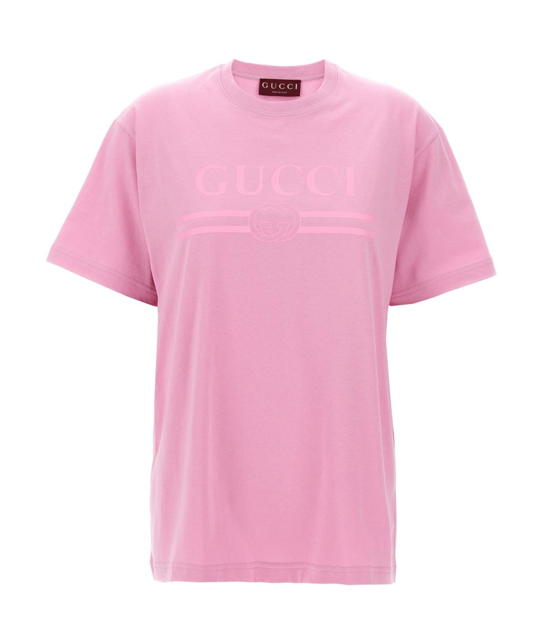 GUCCI Розовая хлопковая футболка, фото 1