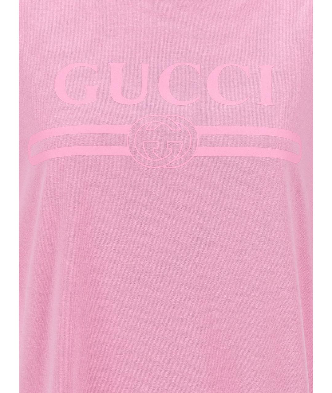 GUCCI Розовая хлопковая футболка, фото 4