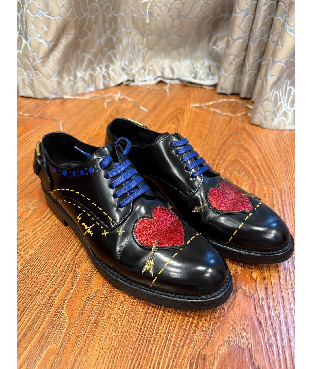DOLCE&GABBANA Черные брогги и оксфорды из лакированной кожи, фото 2