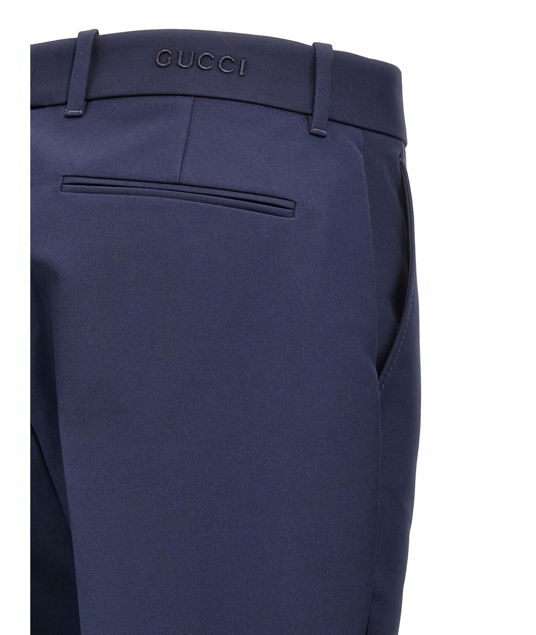 GUCCI Синие хлопковые прямые брюки, фото 4