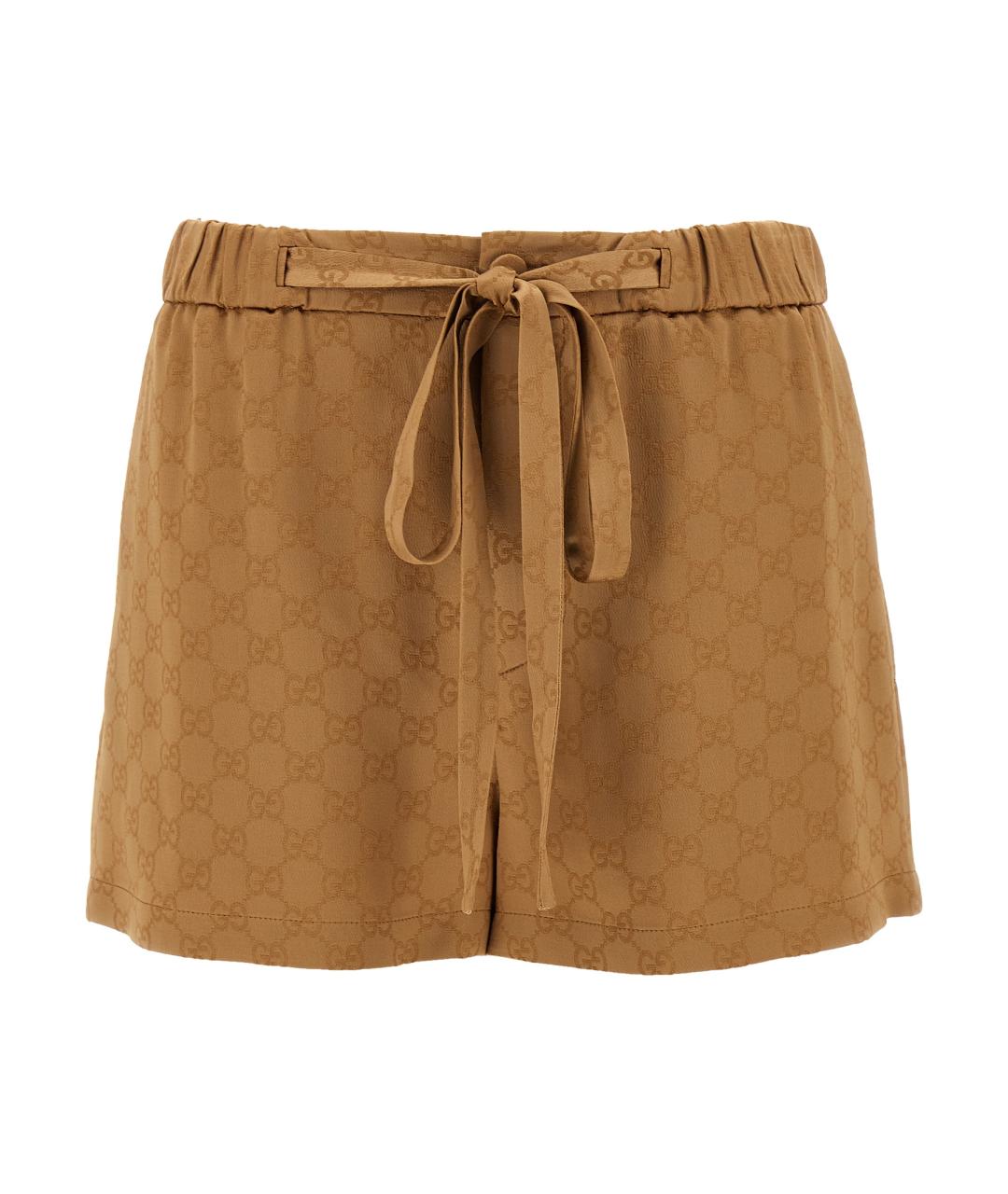 GUCCI Коричневые вискозные шорты, фото 1