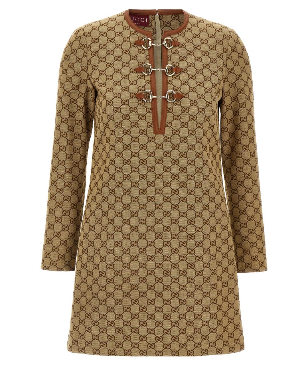 GUCCI Коричневое хлопковое платье, фото 1