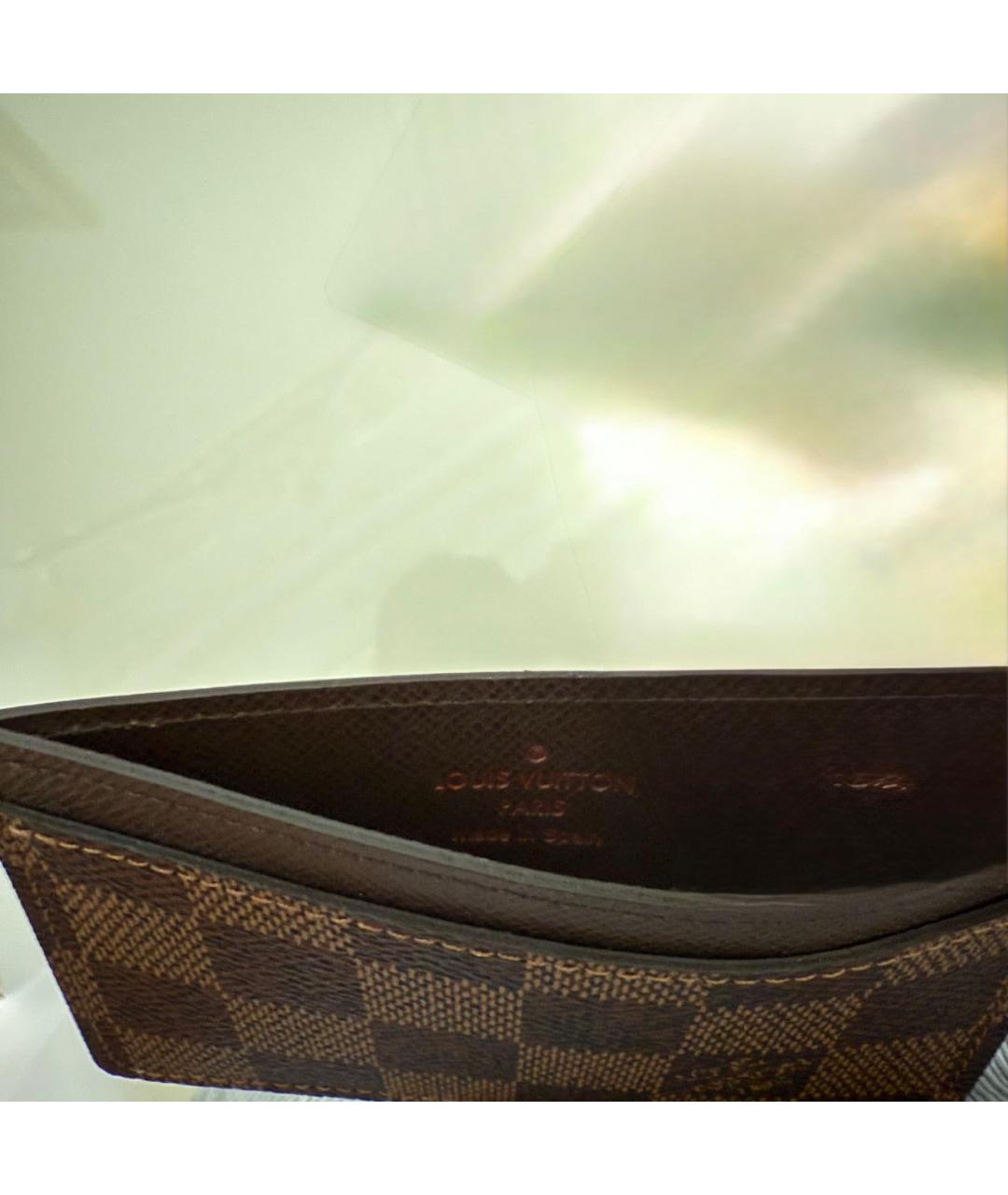 LOUIS VUITTON Коричневая кожаная визитница, фото 3
