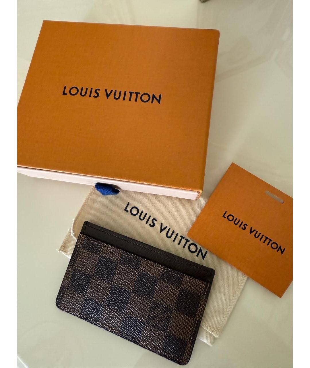 LOUIS VUITTON Коричневая кожаная визитница, фото 2