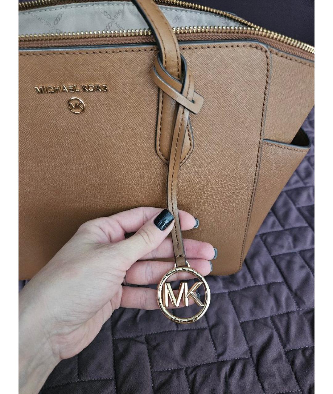 MICHAEL KORS Коричневая кожаная сумка тоут, фото 3