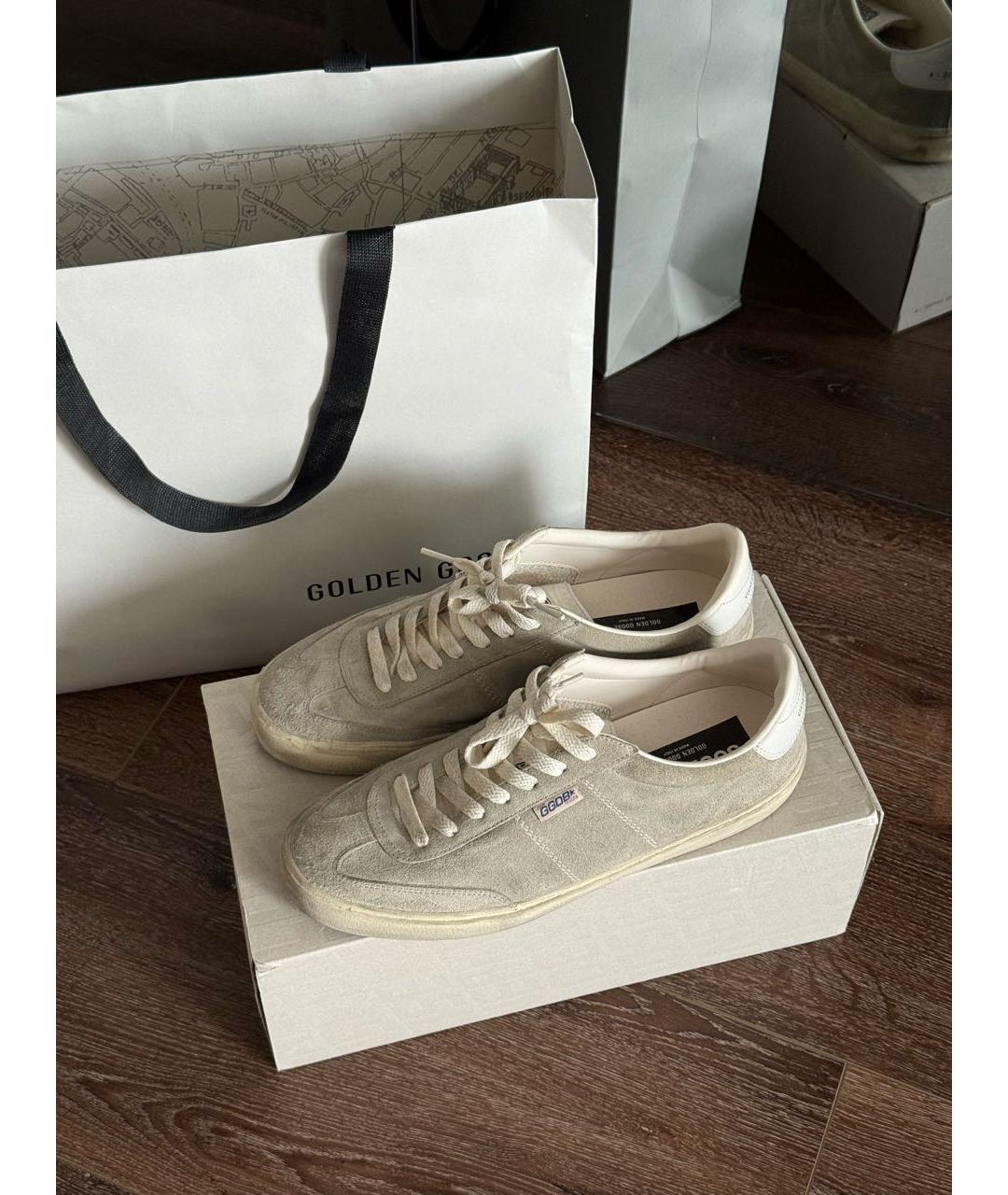 GOLDEN GOOSE DELUXE BRAND Бежевые замшевые низкие кроссовки / кеды, фото 7
