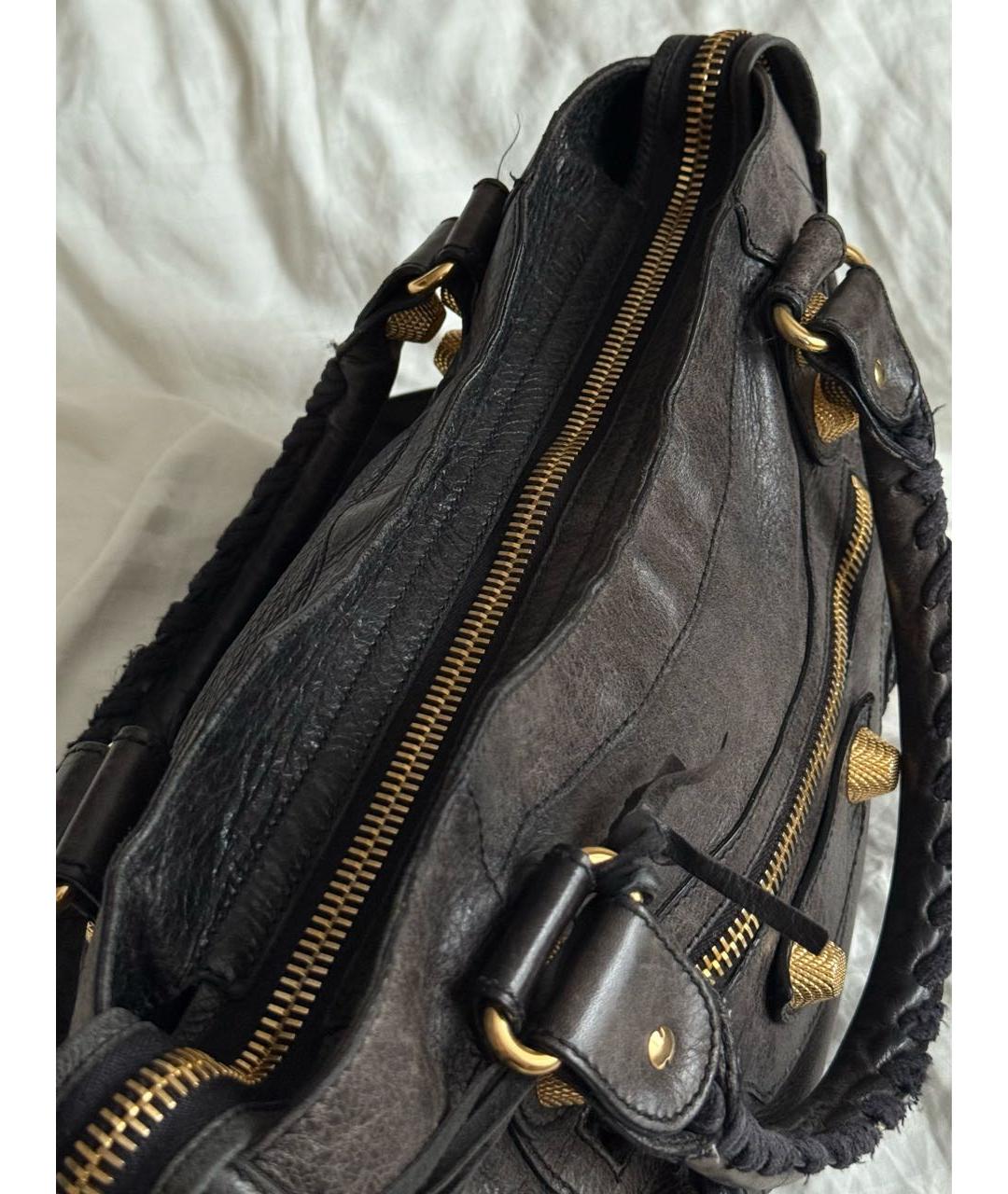 BALENCIAGA Коричневая кожаная сумка с короткими ручками, фото 4