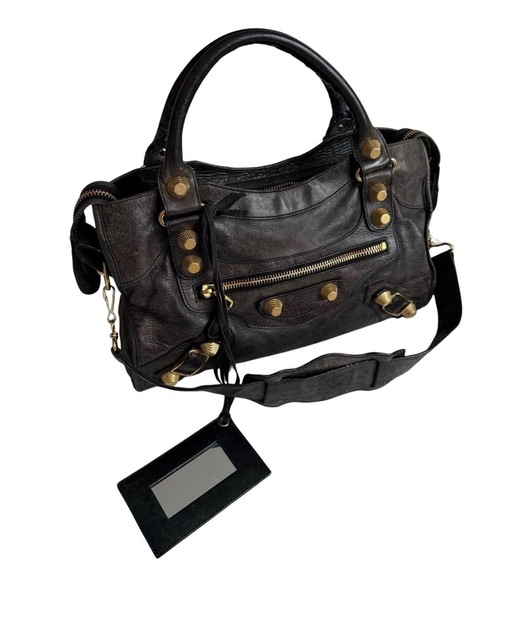 BALENCIAGA Коричневая кожаная сумка с короткими ручками, фото 1