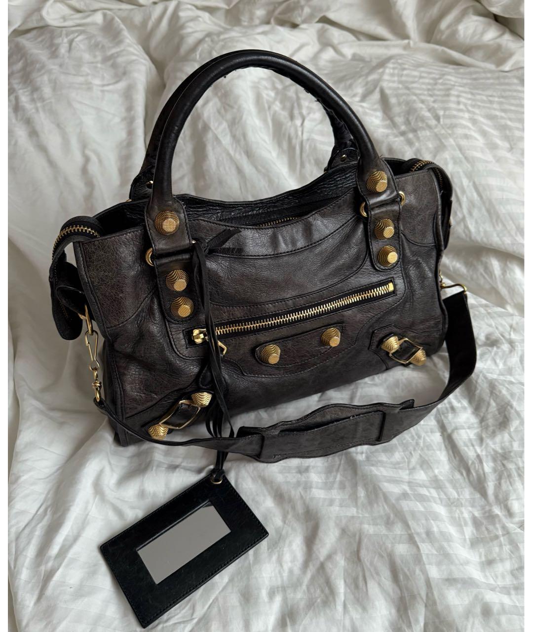 BALENCIAGA Коричневая кожаная сумка с короткими ручками, фото 9