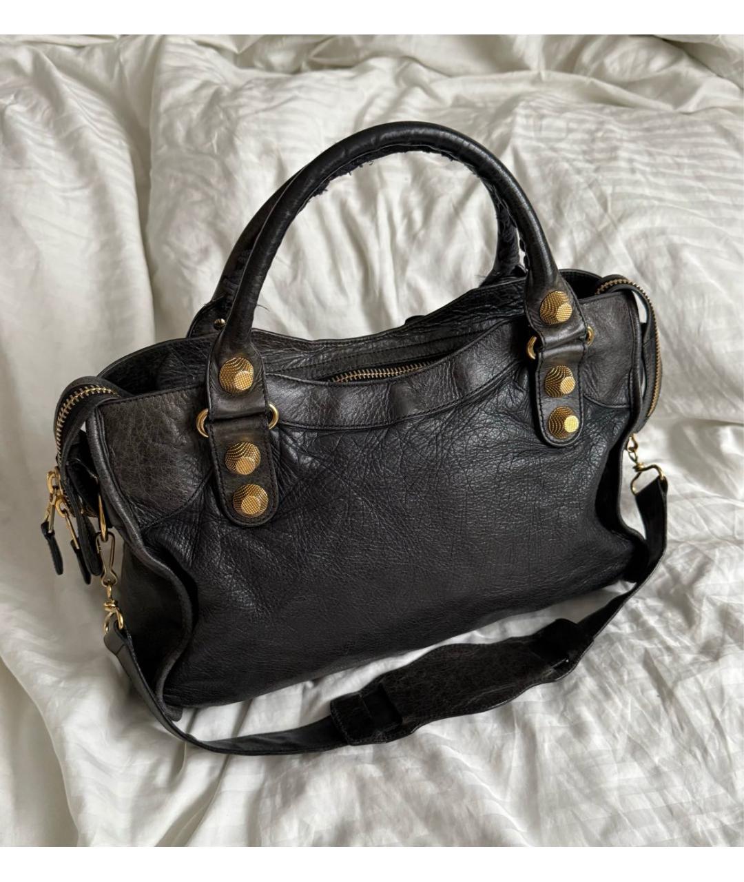 BALENCIAGA Коричневая кожаная сумка с короткими ручками, фото 2