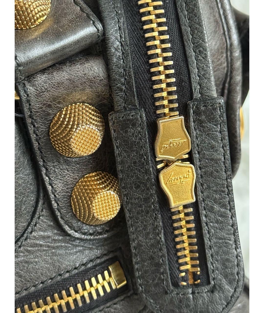 BALENCIAGA Коричневая кожаная сумка с короткими ручками, фото 5