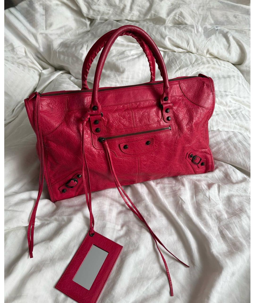 BALENCIAGA Красная кожаная сумка с короткими ручками, фото 9