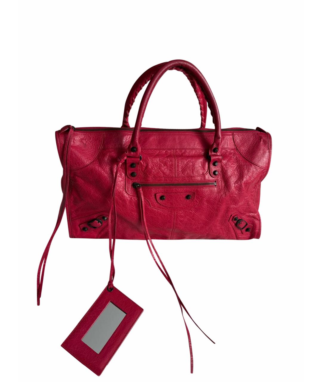 BALENCIAGA Красная кожаная сумка с короткими ручками, фото 1
