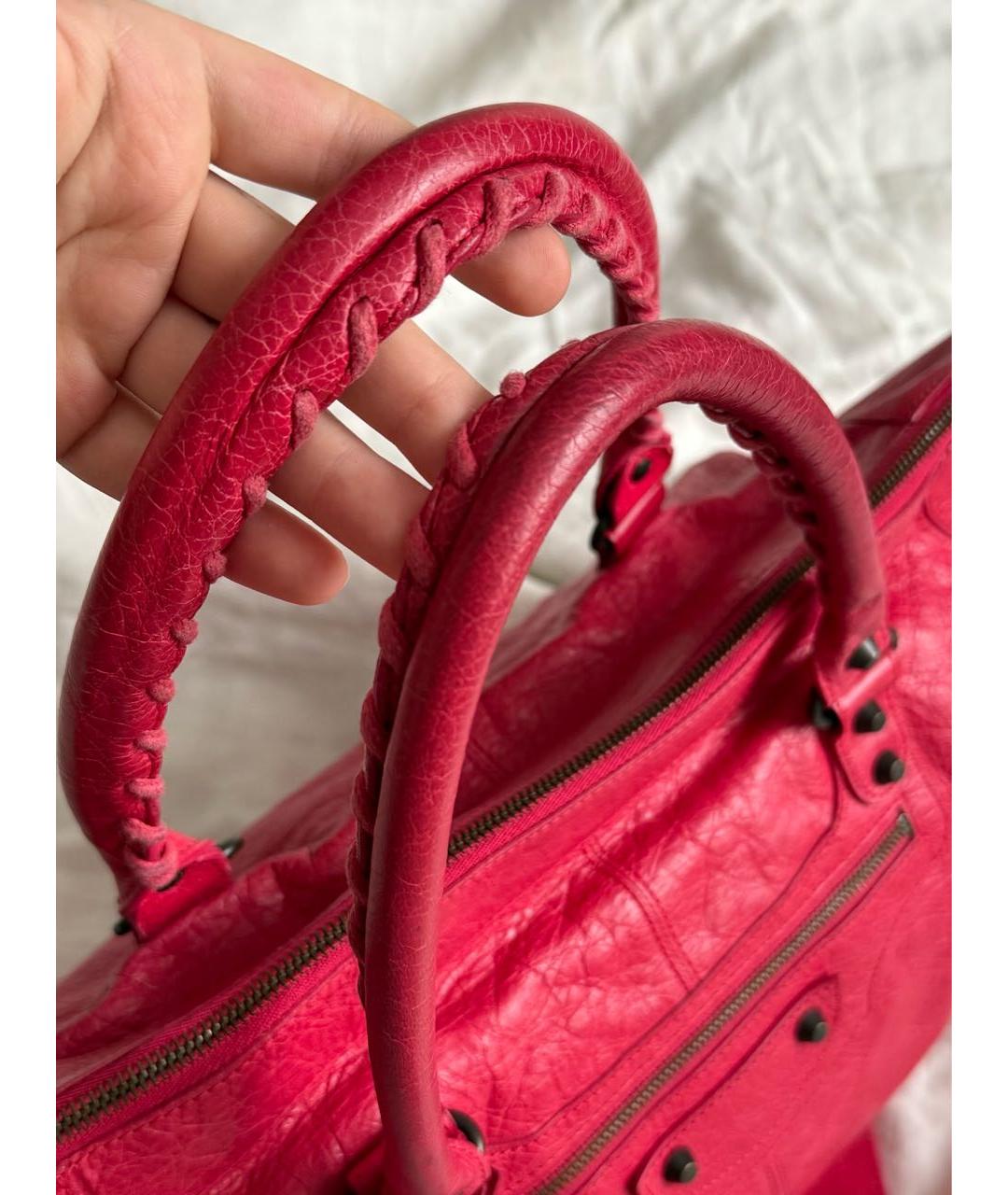 BALENCIAGA Красная кожаная сумка с короткими ручками, фото 3