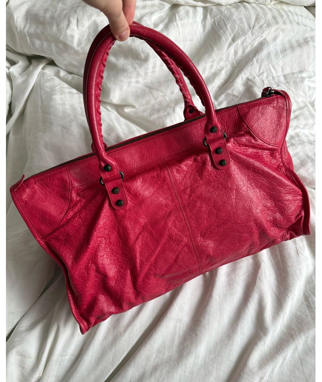 BALENCIAGA Красная кожаная сумка с короткими ручками, фото 2