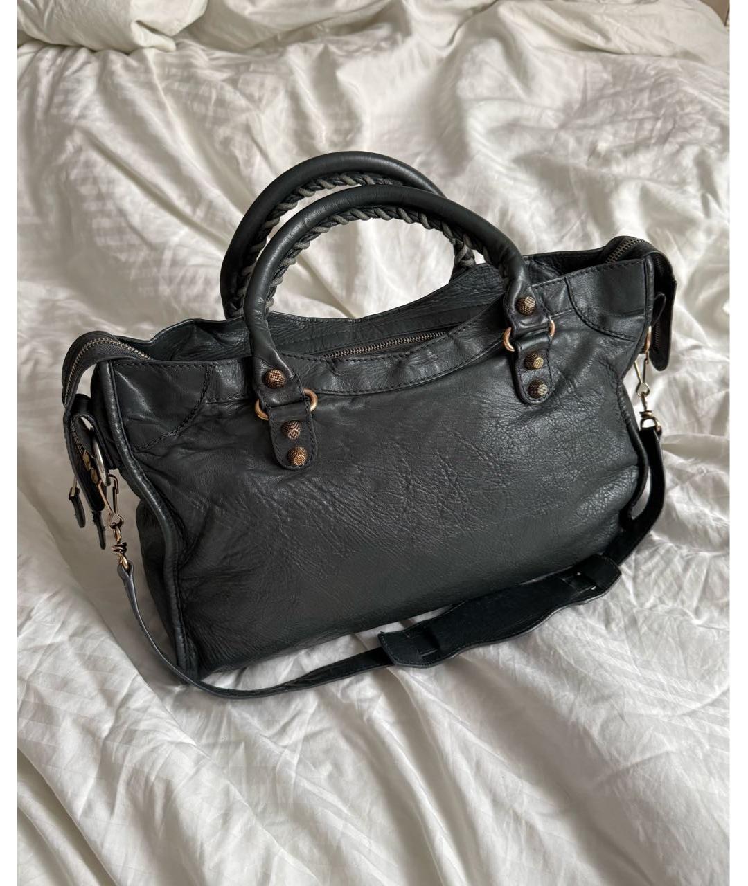 BALENCIAGA Серая кожаная сумка с короткими ручками, фото 2