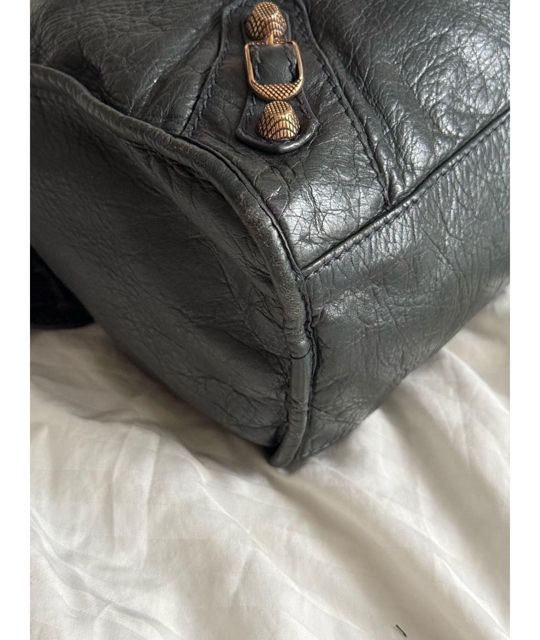 BALENCIAGA Серая кожаная сумка с короткими ручками, фото 7