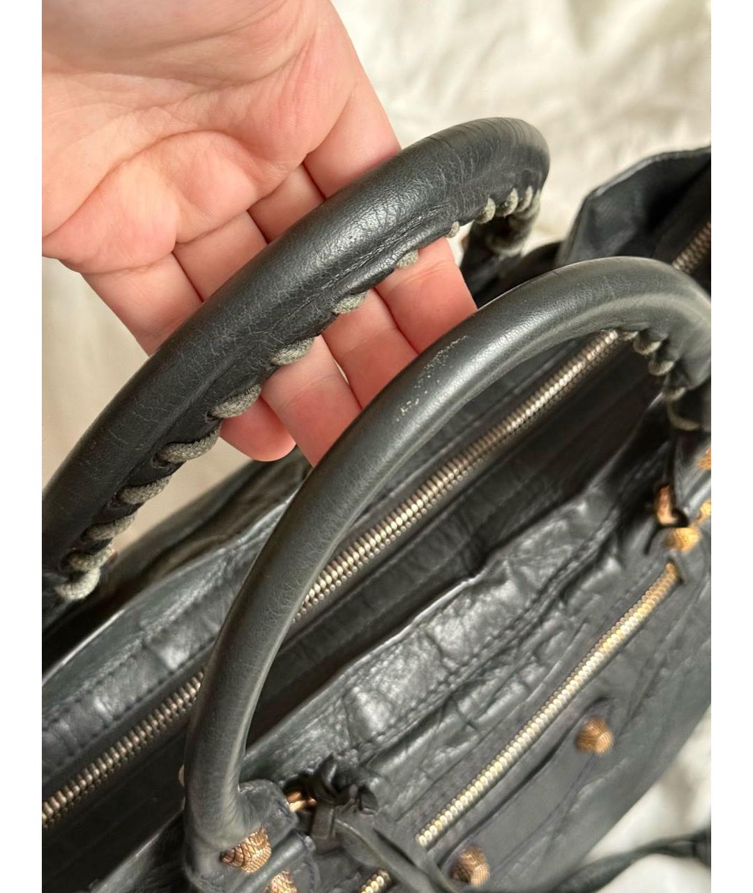 BALENCIAGA Серая кожаная сумка с короткими ручками, фото 3