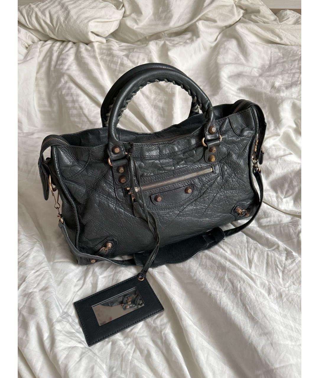 BALENCIAGA Серая кожаная сумка с короткими ручками, фото 9