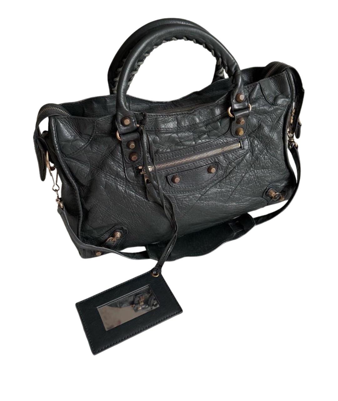 BALENCIAGA Серая кожаная сумка с короткими ручками, фото 1