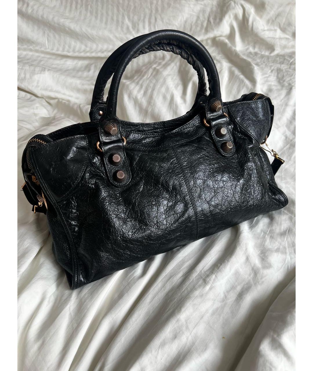 BALENCIAGA Черная кожаная сумка с короткими ручками, фото 2