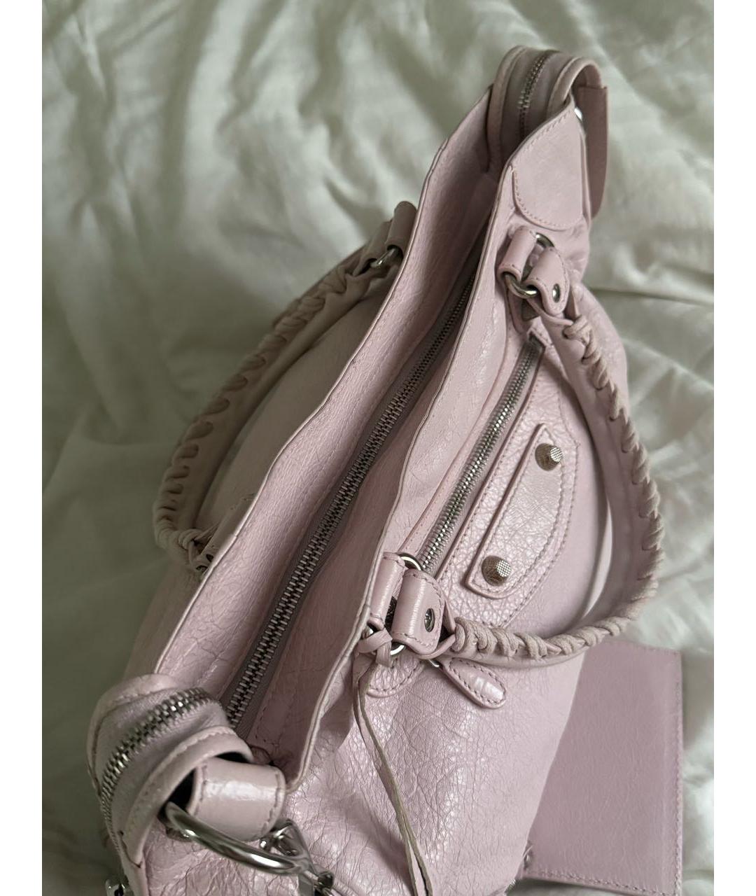 BALENCIAGA Розовая кожаная сумка с короткими ручками, фото 4