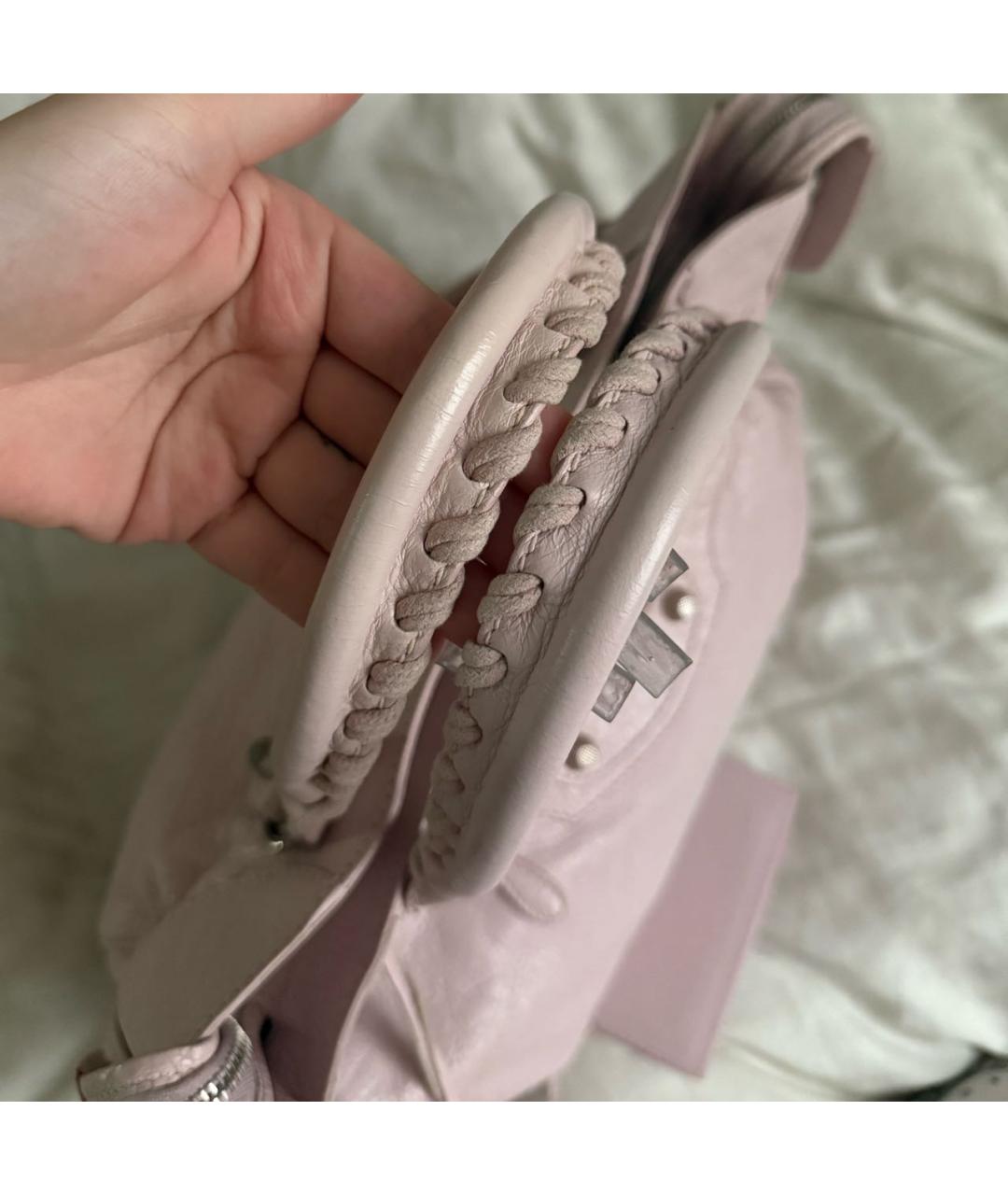 BALENCIAGA Розовая кожаная сумка с короткими ручками, фото 3