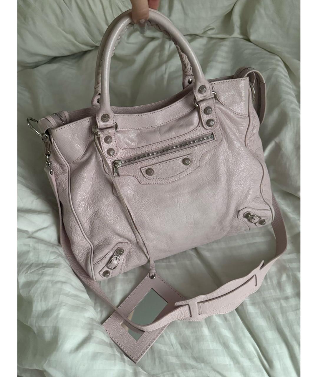 BALENCIAGA Розовая кожаная сумка с короткими ручками, фото 9