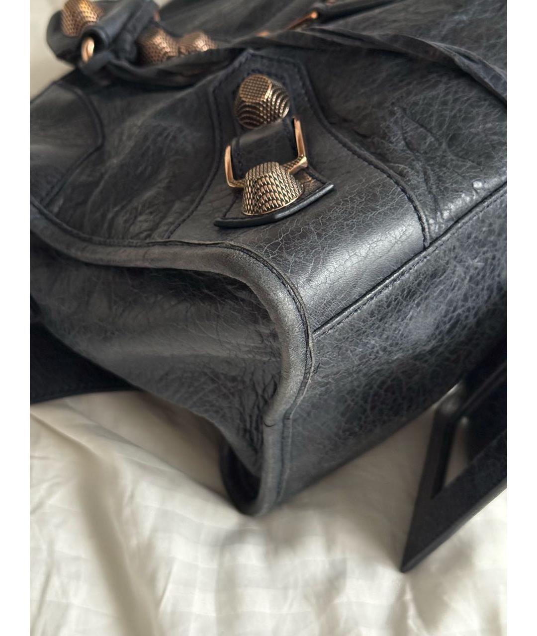 BALENCIAGA Темно-синяя кожаная сумка с короткими ручками, фото 8