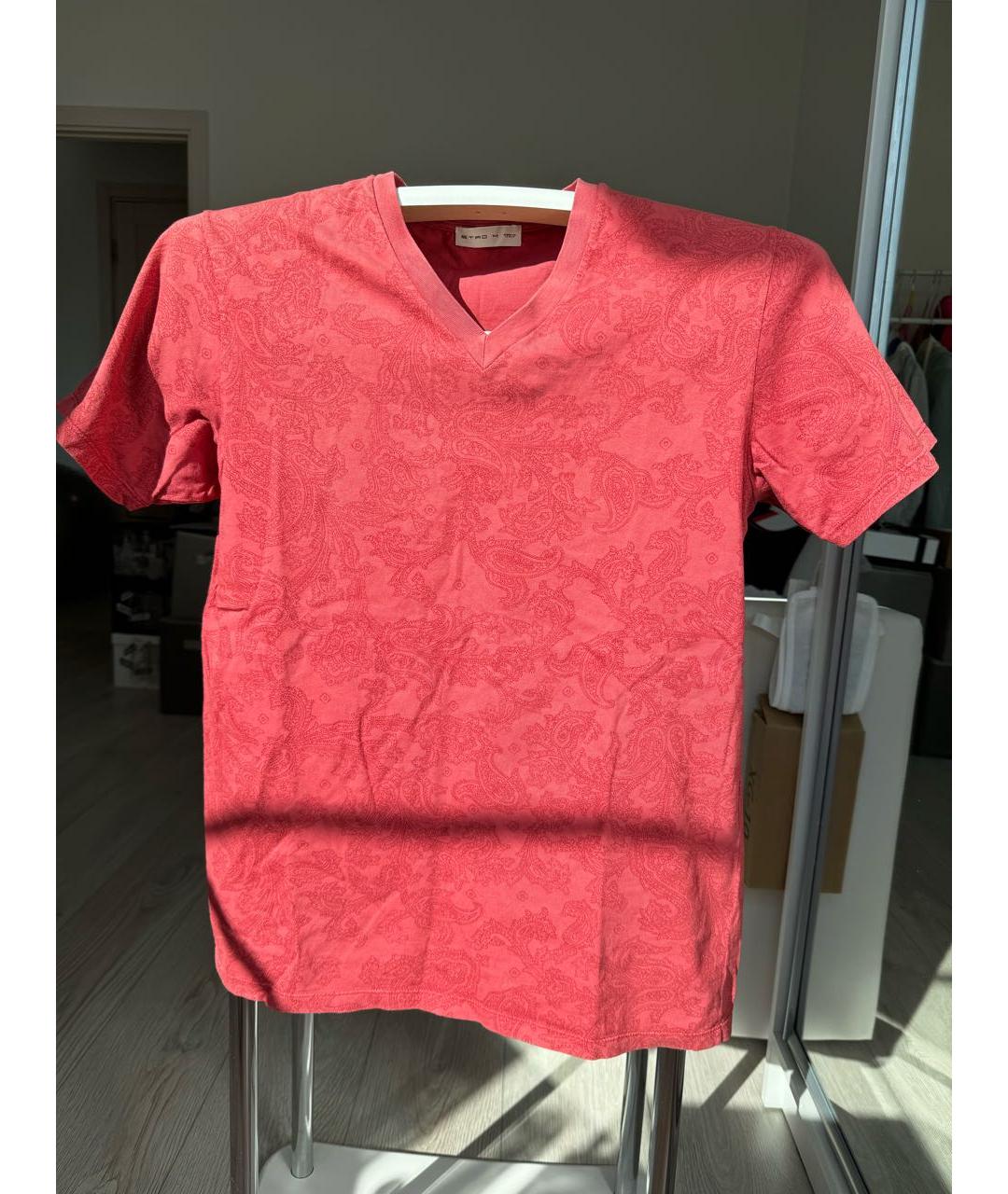 ETRO Коралловая хлопковая футболка, фото 9