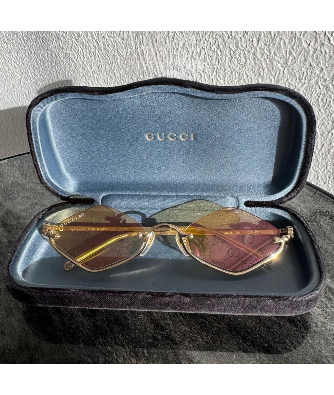 GUCCI Золотые металлические солнцезащитные очки, фото 8