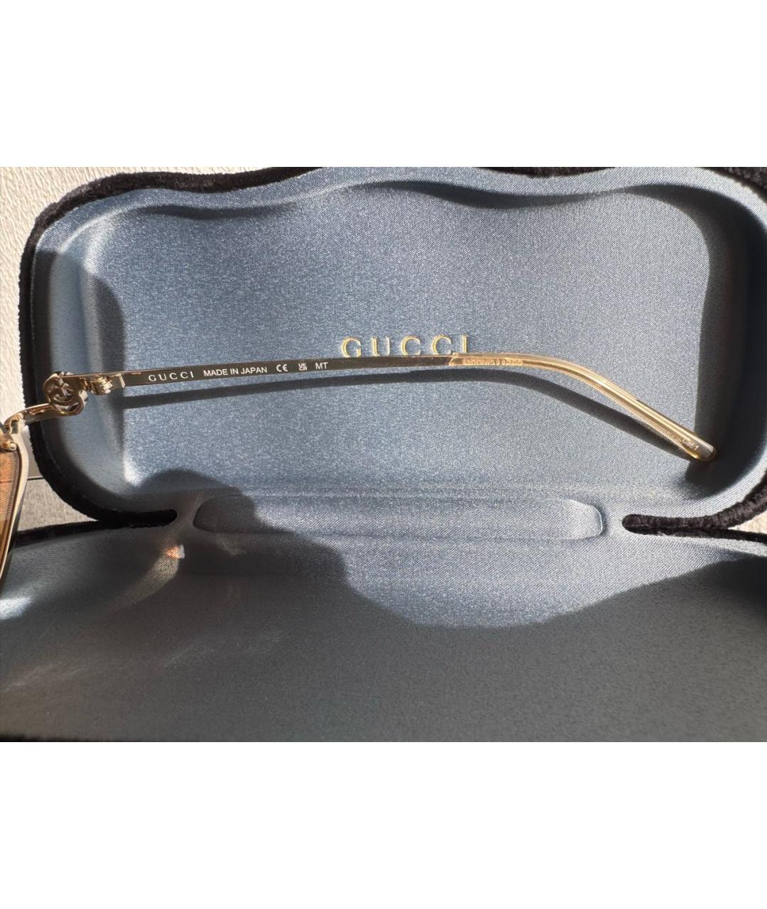 GUCCI Золотые металлические солнцезащитные очки, фото 3