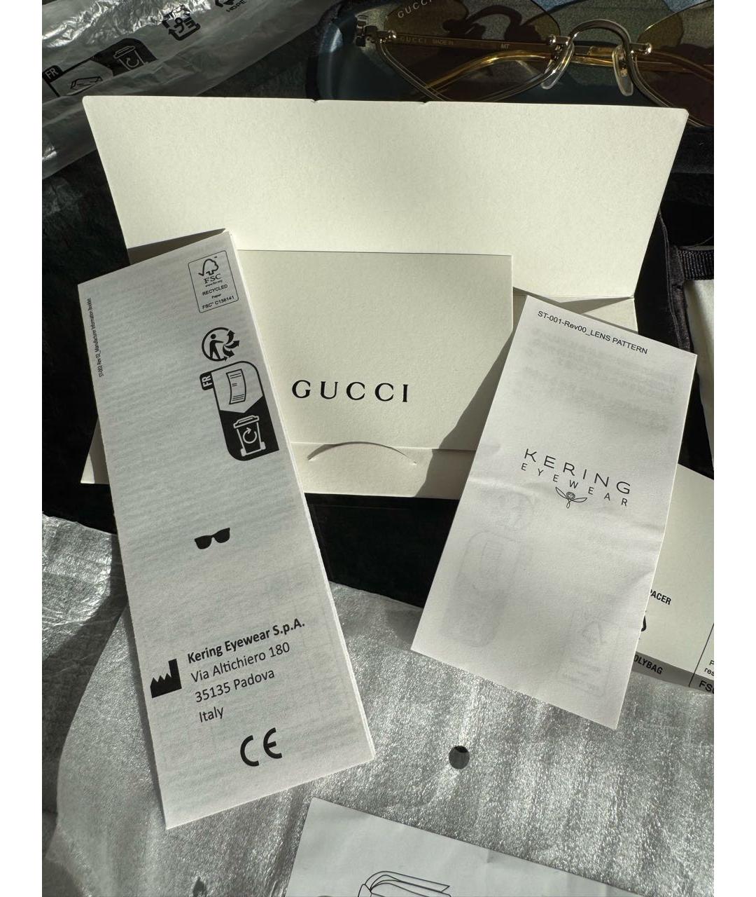 GUCCI Золотые металлические солнцезащитные очки, фото 5