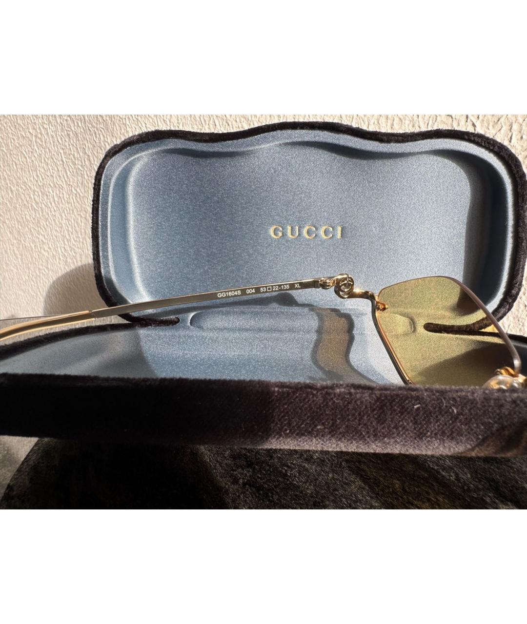 GUCCI Золотые металлические солнцезащитные очки, фото 2