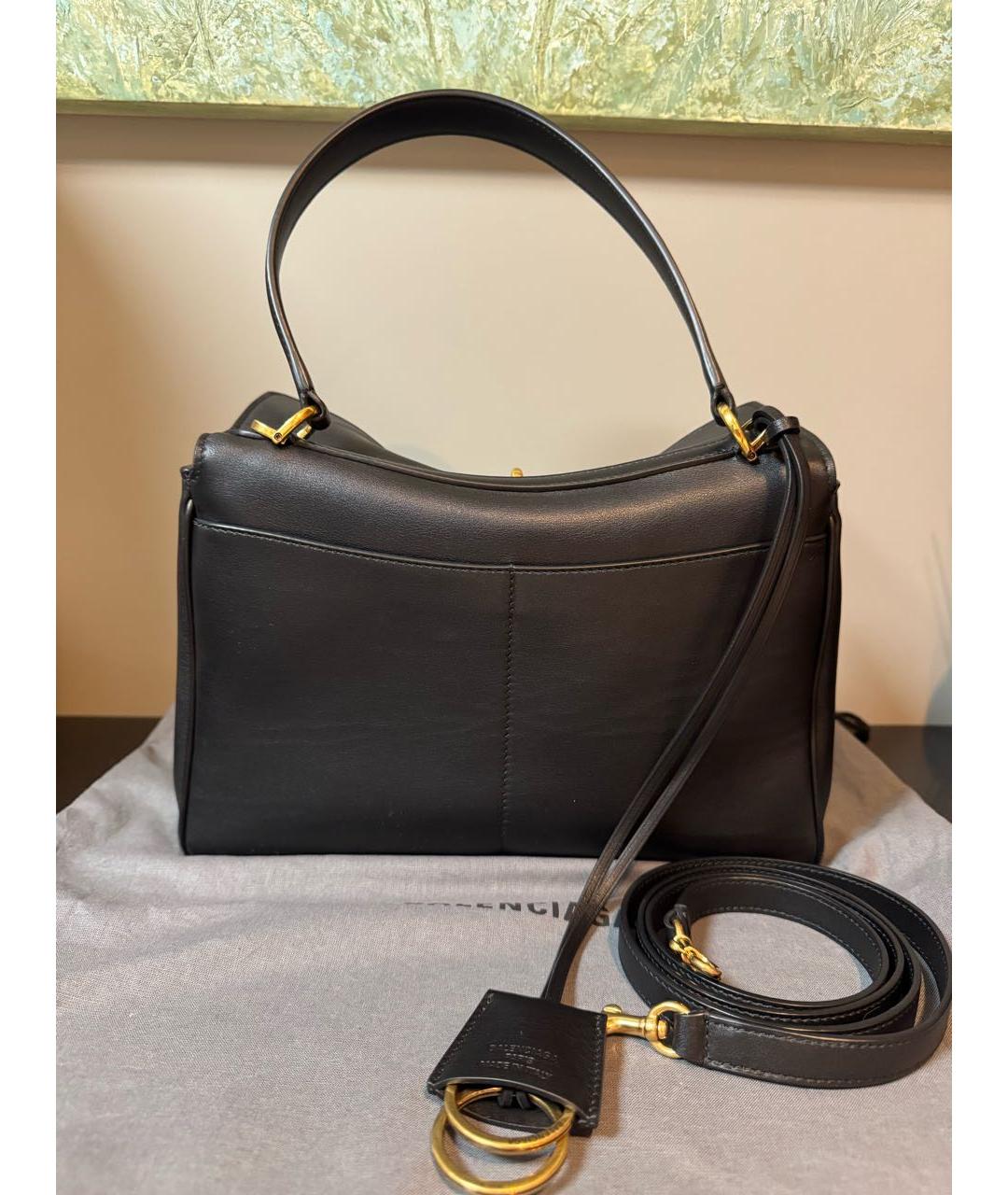 BALENCIAGA Черная кожаная сумка тоут, фото 7