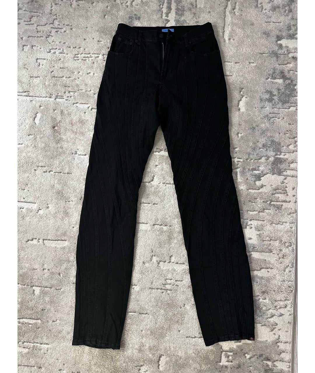 MUGLER Черные хлопко-эластановые прямые джинсы, фото 3
