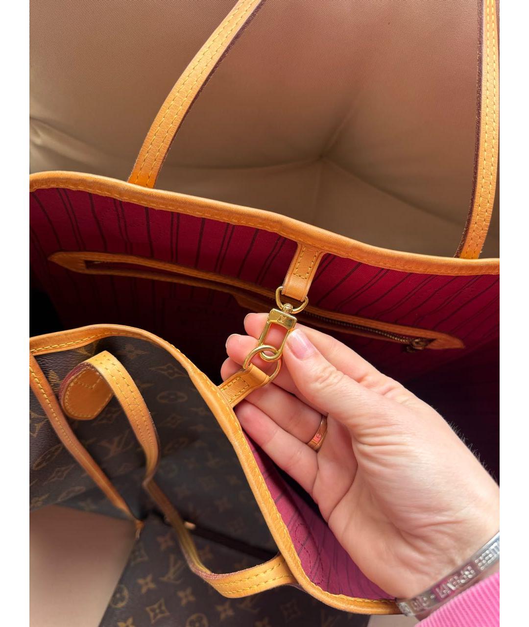LOUIS VUITTON Коричневая кожаная сумка тоут, фото 3