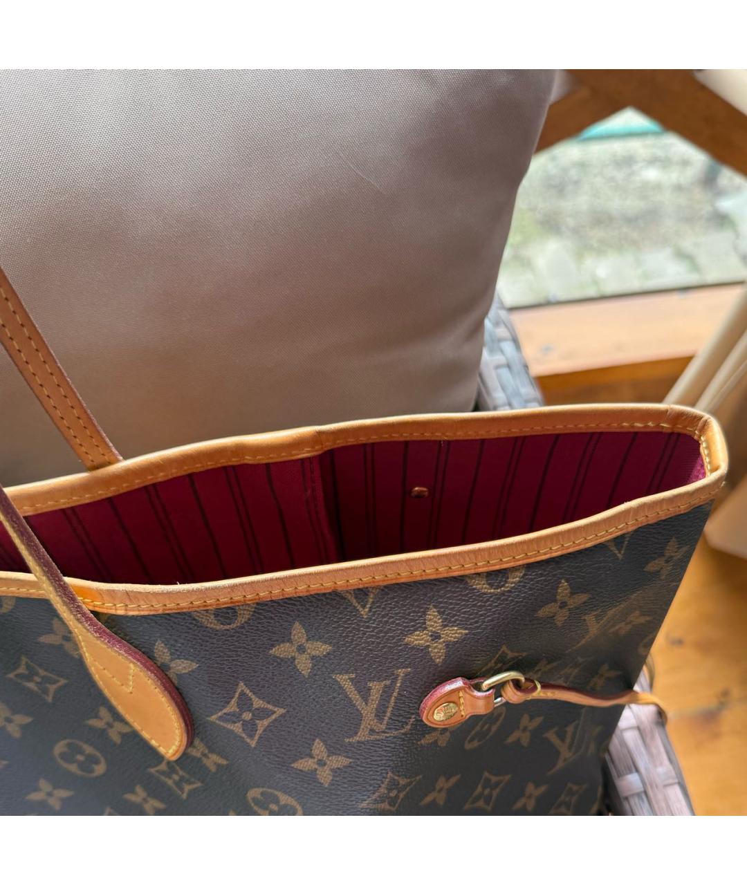 LOUIS VUITTON Коричневая кожаная сумка тоут, фото 7