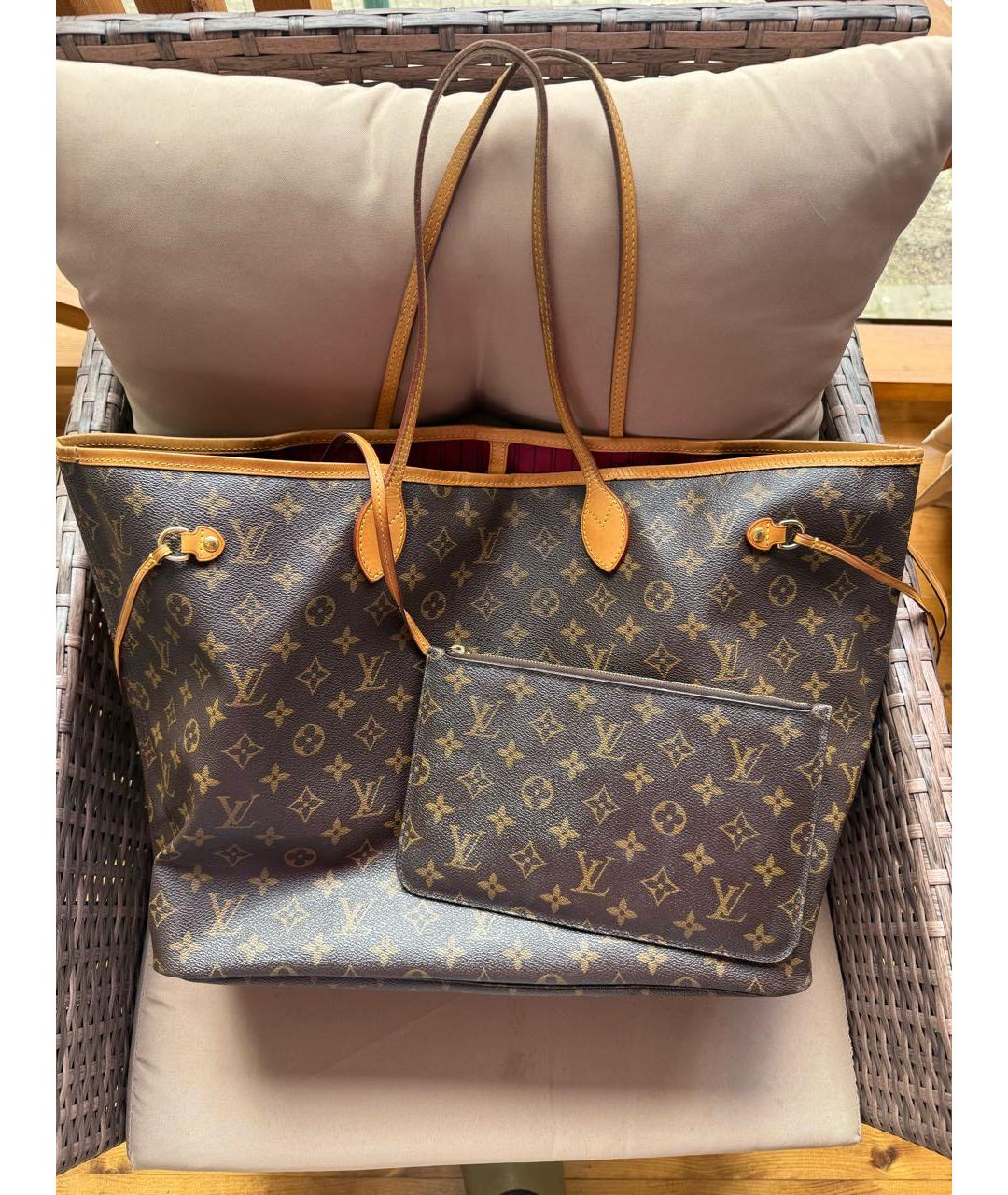 LOUIS VUITTON Коричневая кожаная сумка тоут, фото 2