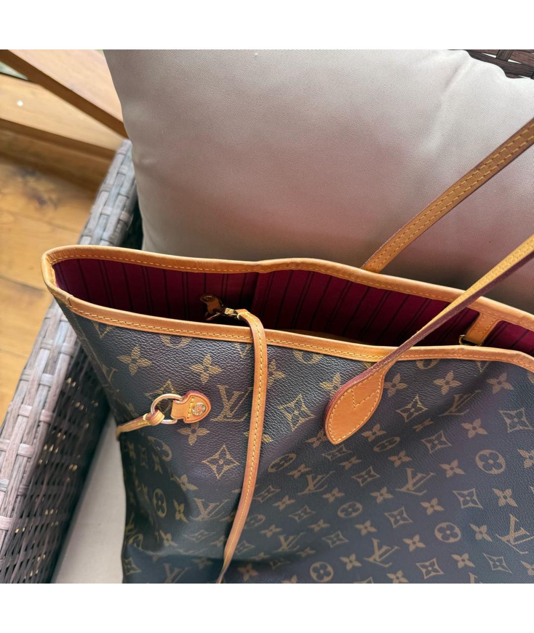 LOUIS VUITTON Коричневая кожаная сумка тоут, фото 5