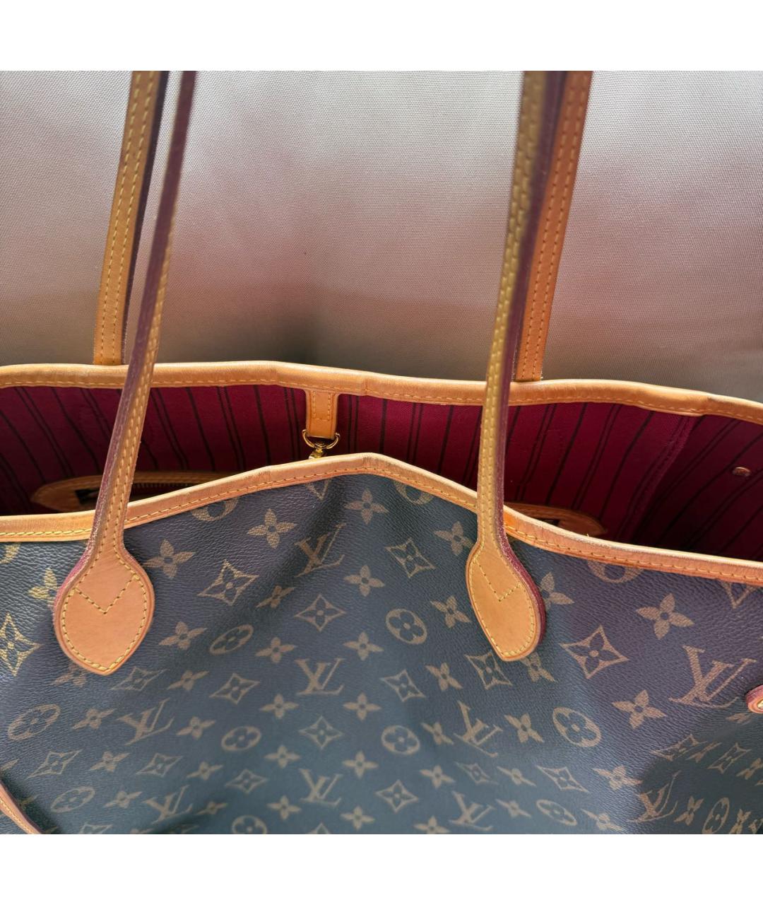 LOUIS VUITTON Коричневая кожаная сумка тоут, фото 6