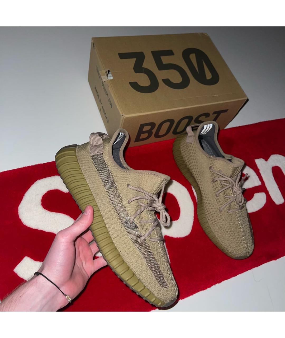ADIDAS YEEZY Коричневые текстильные низкие кроссовки / кеды, фото 2