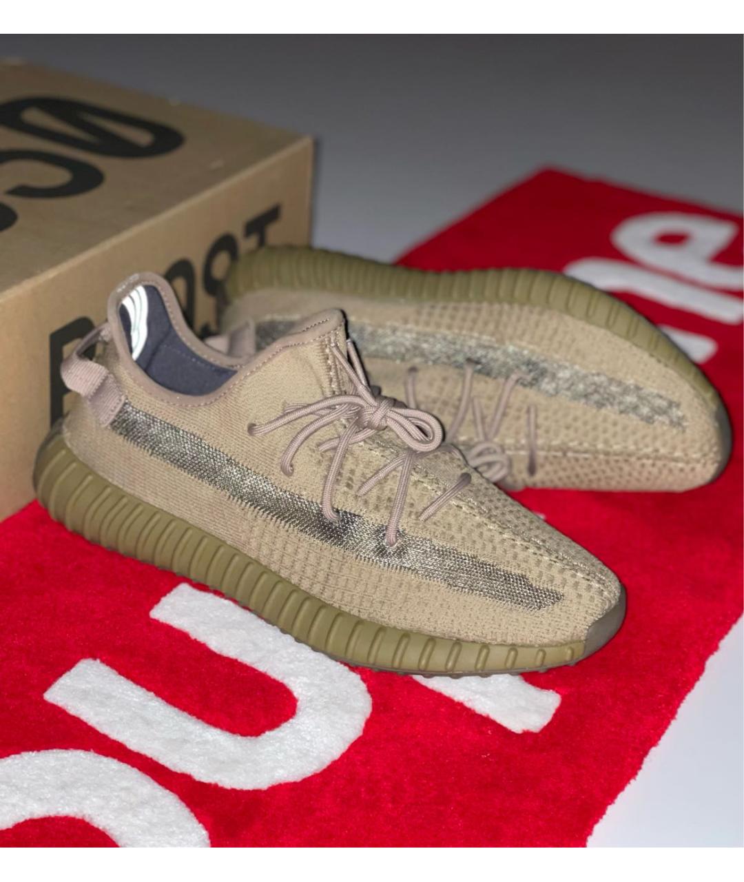 ADIDAS YEEZY Коричневые текстильные низкие кроссовки / кеды, фото 3