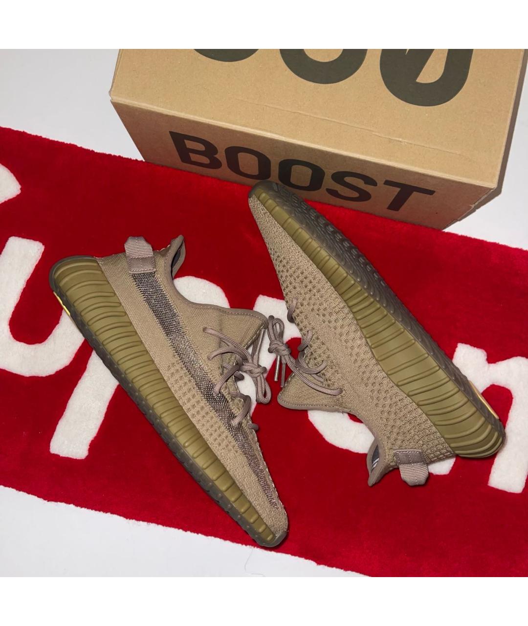 ADIDAS YEEZY Коричневые текстильные низкие кроссовки / кеды, фото 4